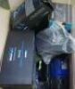 DNL Carton of assorted pond accessories including Pondmax fountain kit, Pond max pump, filters and more.