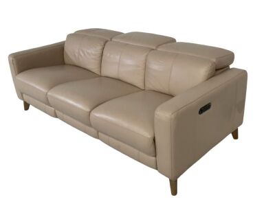 Leather 3 Seater Sofa with Adjustable Headrests