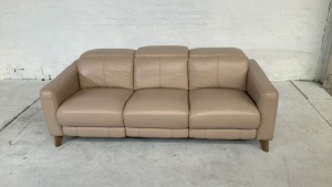 Leather 3 Seater Sofa with Adjustable Headrests - 2