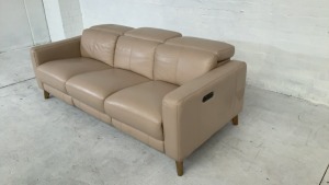 Leather 3 Seater Sofa with Adjustable Headrests - 3