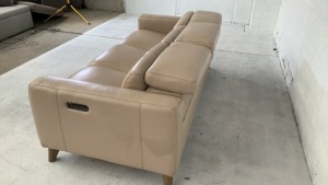 Leather 3 Seater Sofa with Adjustable Headrests - 4