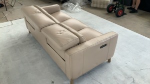 Leather 3 Seater Sofa with Adjustable Headrests - 5