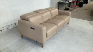 Leather 3 Seater Sofa with Adjustable Headrests - 6