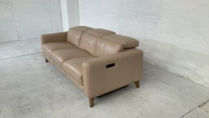 Leather 3 Seater Sofa with Adjustable Headrests - 7