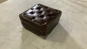 Westbury Wheeled Leather Ottoman - 4