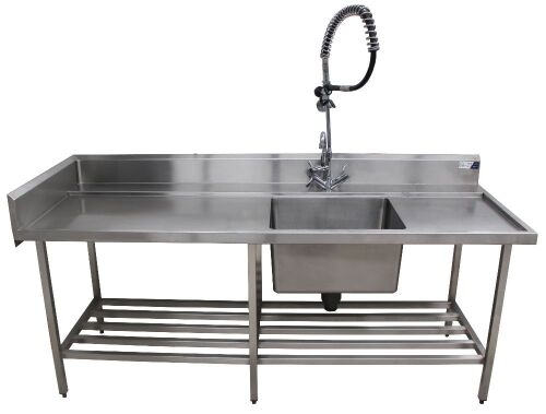 STAINLESS STEEL SINGLE BOWL SINK WITH SPRAY ARM,