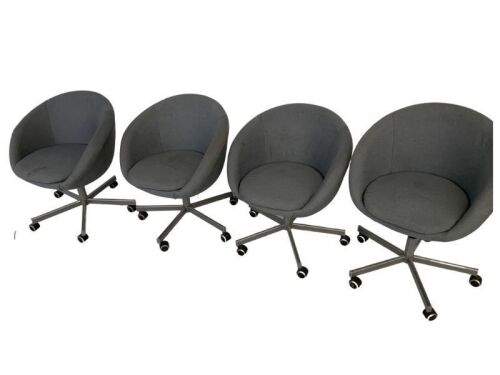 Set of 4 Fabric Swivel Dining Chairs