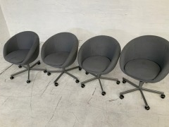 Set of 4 Fabric Swivel Dining Chairs - 2