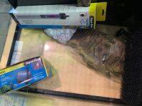 one medium fishtank with accessories 59L x 45H x 44W cm