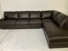 Melbourne 3 Seater Leather Modular Lounge with chaise - 2