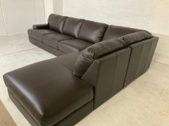 Melbourne 3 Seater Leather Modular Lounge with chaise - 4