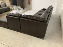 Melbourne 3 Seater Leather Modular Lounge with chaise - 5