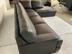 Melbourne 3 Seater Leather Modular Lounge with chaise - 6