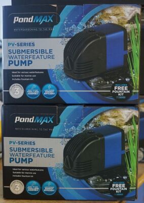 2 x Pondmax PV-Series submersible water feature pumps.