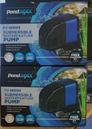 2 x Pondmax PV-Series submersible water feature pumps.