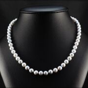 Natural grey Akoya Pearl Uniform Necklace 7.0 - 7.5mm
