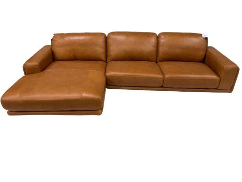 Dane 3 Seater Leather Lounge with Chaise