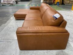 Dane 3 Seater Leather Lounge with Chaise - 6