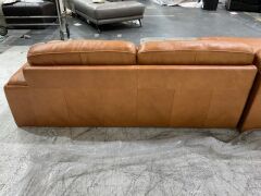 Dane 3 Seater Leather Lounge with Chaise - 7