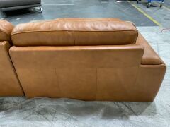 Dane 3 Seater Leather Lounge with Chaise - 8