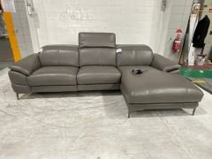Alexis 2.5 Seater Leather Lounge with Chaise - 2