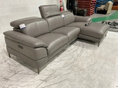 Alexis 2.5 Seater Leather Lounge with Chaise - 3