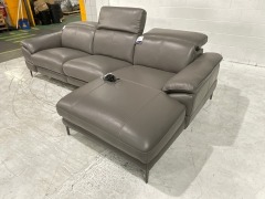 Alexis 2.5 Seater Leather Lounge with Chaise - 6