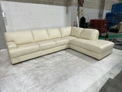Melbourne 3 Seater Leather Corner Lounge with Chaise - 2