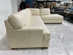 Melbourne 3 Seater Leather Corner Lounge with Chaise - 3