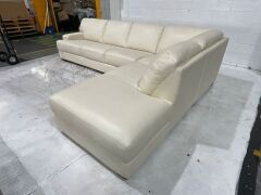 Melbourne 3 Seater Leather Corner Lounge with Chaise - 5