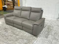 3 Seater Leather Manual Recliner Sofa - 3