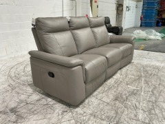 3 Seater Leather Manual Recliner Sofa - 6