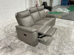 3 Seater Leather Manual Recliner Sofa - 7
