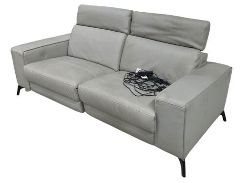 2 Seater Leather Electric Recliner Sofa with Adjustable Headrests