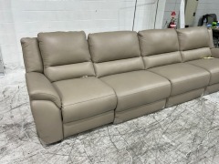 Carlton 4 Seater Leather Electric Recliner Sofa - 4