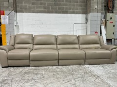 Carlton 4 Seater Leather Electric Recliner Sofa - 6