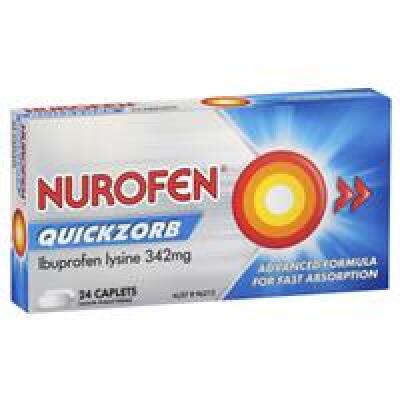 15 x Nurofen Quickzorb Pain Relief Caplets 24 pack Ibuprofen Lysine 342mg