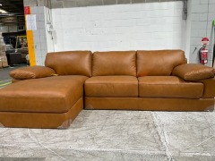 Park Avenue 2.5 Seater Leather Sofa with Chaise - 2
