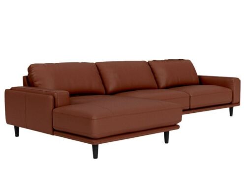 Dane 2 Seater Leather Lounge with Chaise