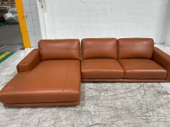 Dane 2 Seater Leather Lounge with Chaise - 2