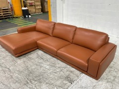 Dane 2 Seater Leather Lounge with Chaise - 3