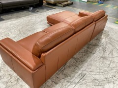 Dane 2 Seater Leather Lounge with Chaise - 4