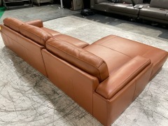 Dane 2 Seater Leather Lounge with Chaise - 5