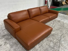 Dane 2 Seater Leather Lounge with Chaise - 6