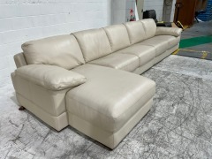 Park Avenue 4 Seater Leather Lounge with Chaise - 4