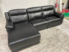 Langham 3 Seater Leather Electric Recliner with Chaise - 2