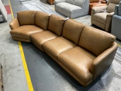 Zane 4 Seater Leather Sofa - 2