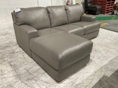 Melbourne Petite 2 Seater Leather Lounge with Chaise - 3