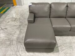 Melbourne Petite 2 Seater Leather Lounge with Chaise - 8
