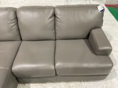Melbourne Petite 2 Seater Leather Lounge with Chaise - 9